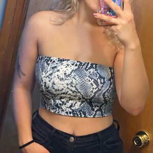 Princess Polly Blue Snakeskin Print Top